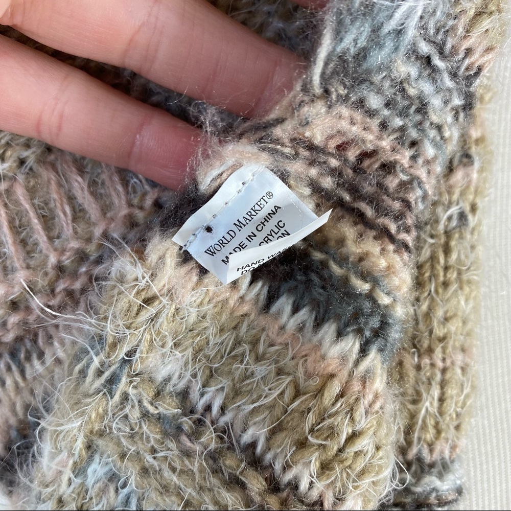 World Market Tan Pink & Gray Knit Circle Scarf - Picture 4 of 5